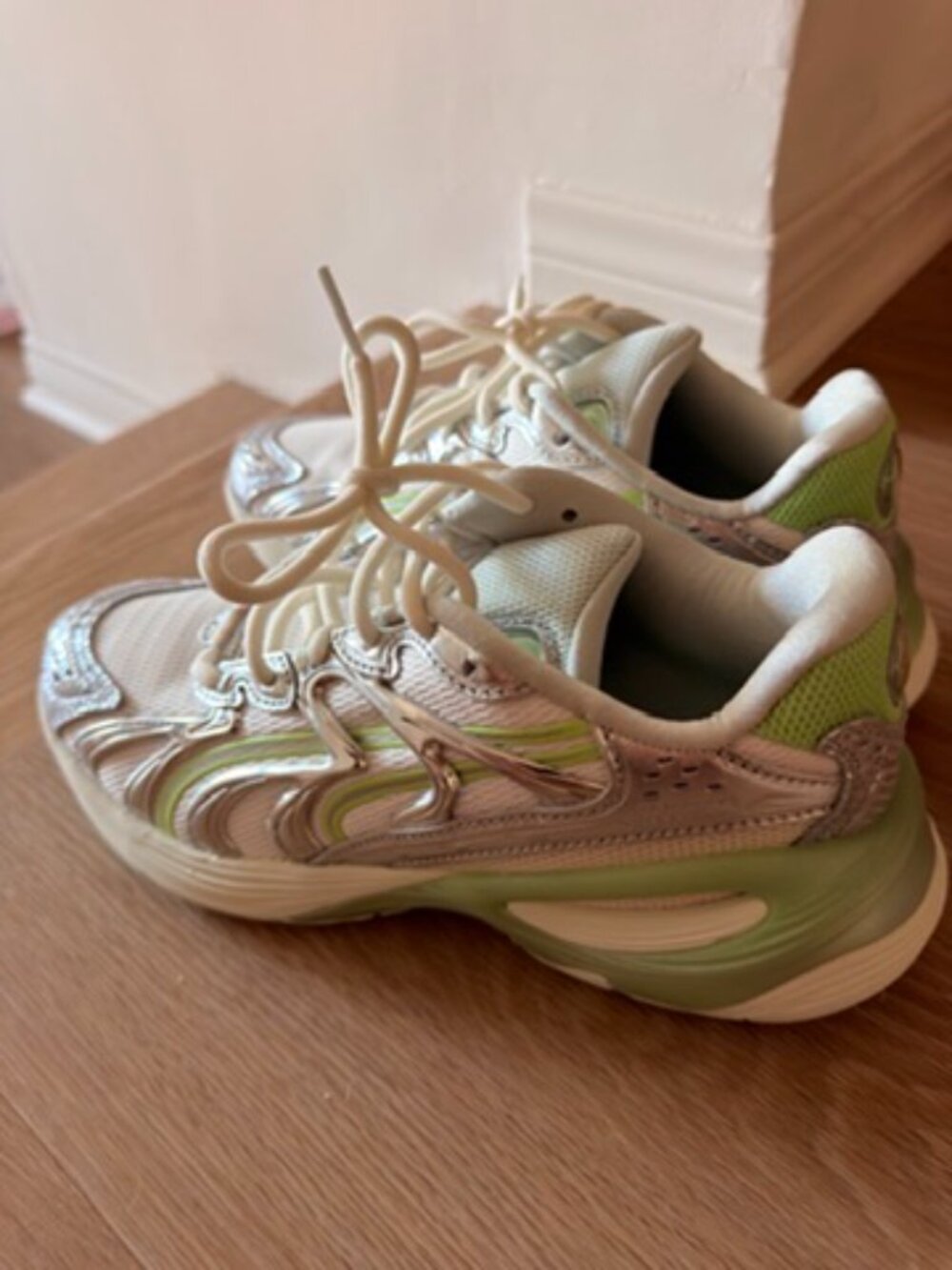 Puma Green Silver Chunky Sneakers Women’s Size 8 Y2K Trainer NEW - Picture 6 of 10
